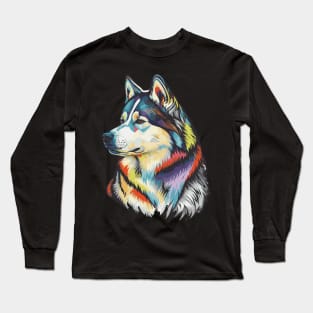 Siberian Husky Dog Art Long Sleeve T-Shirt